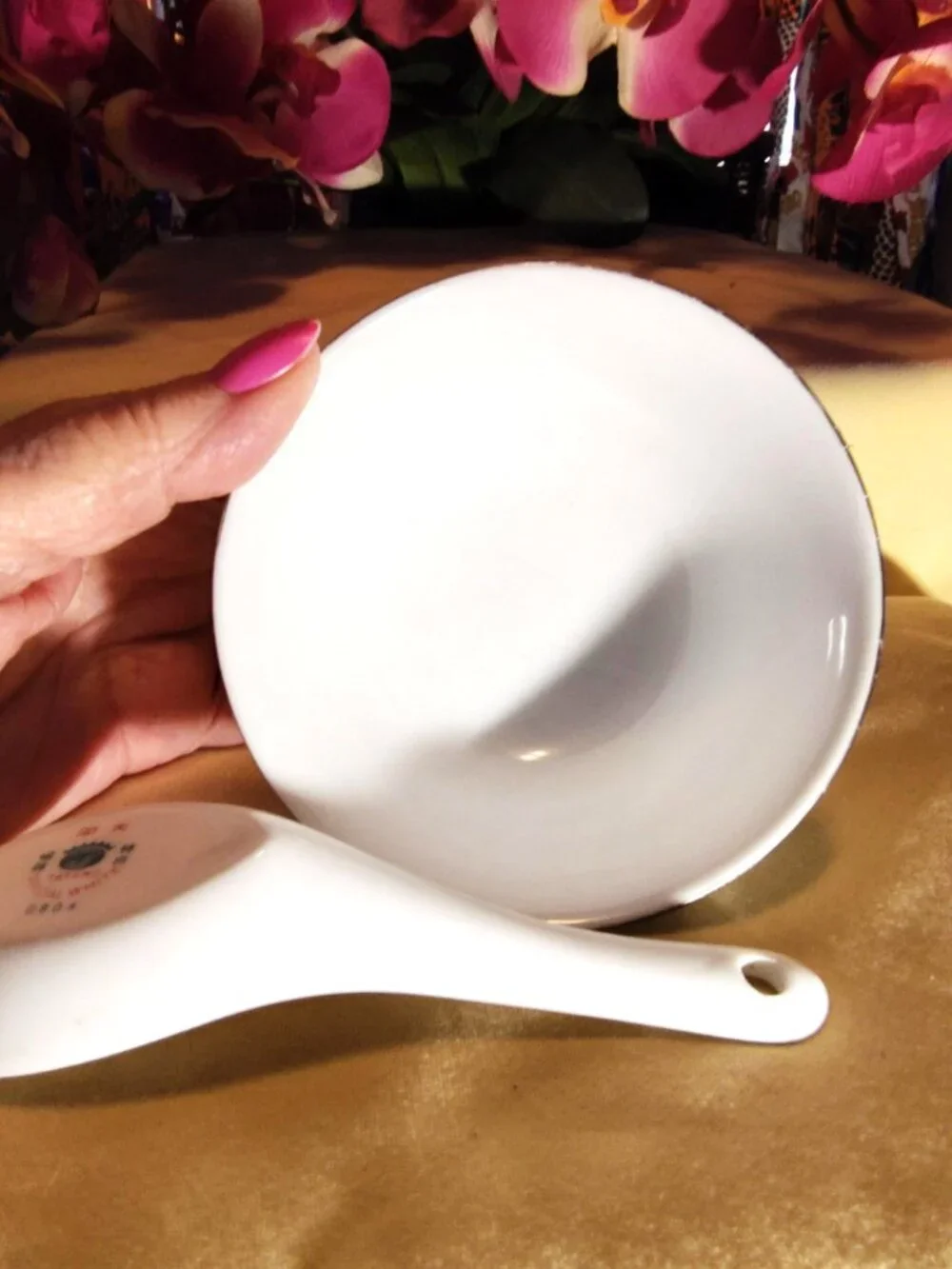 Vintage Royal Tatung Porcelain Rice Bowl & Spoon Set:  Set of 4 SHIPS FREE
